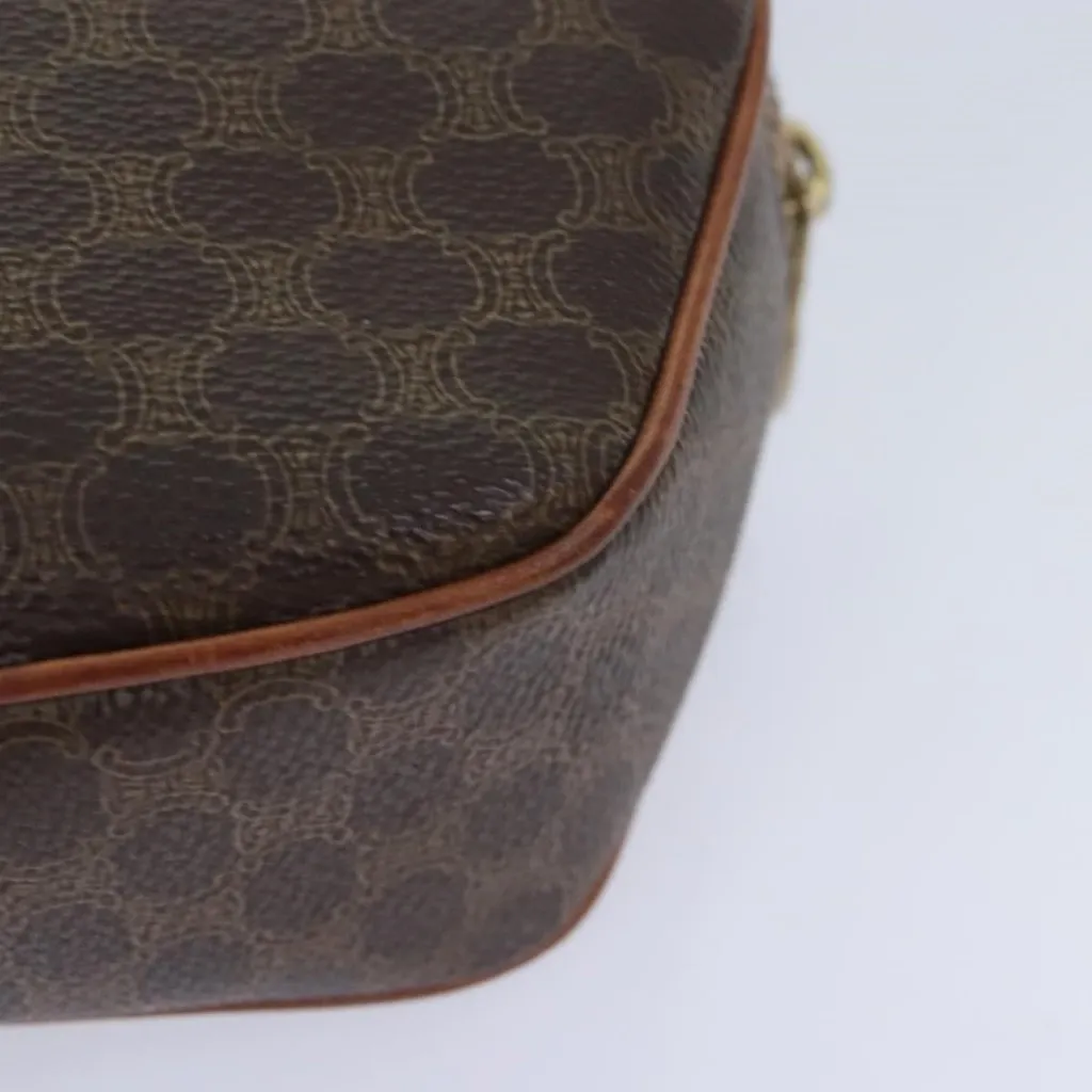 CELINE Macadam Canvas Shoulder Bag PVC Leather Brown Gold Authentic - Image 7