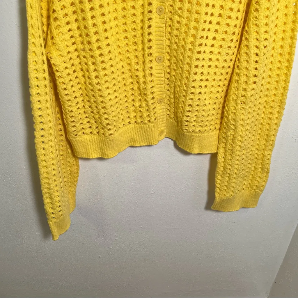 Divided H&M Hole-Knit Cardigan Yellow Crochet M - Image 7