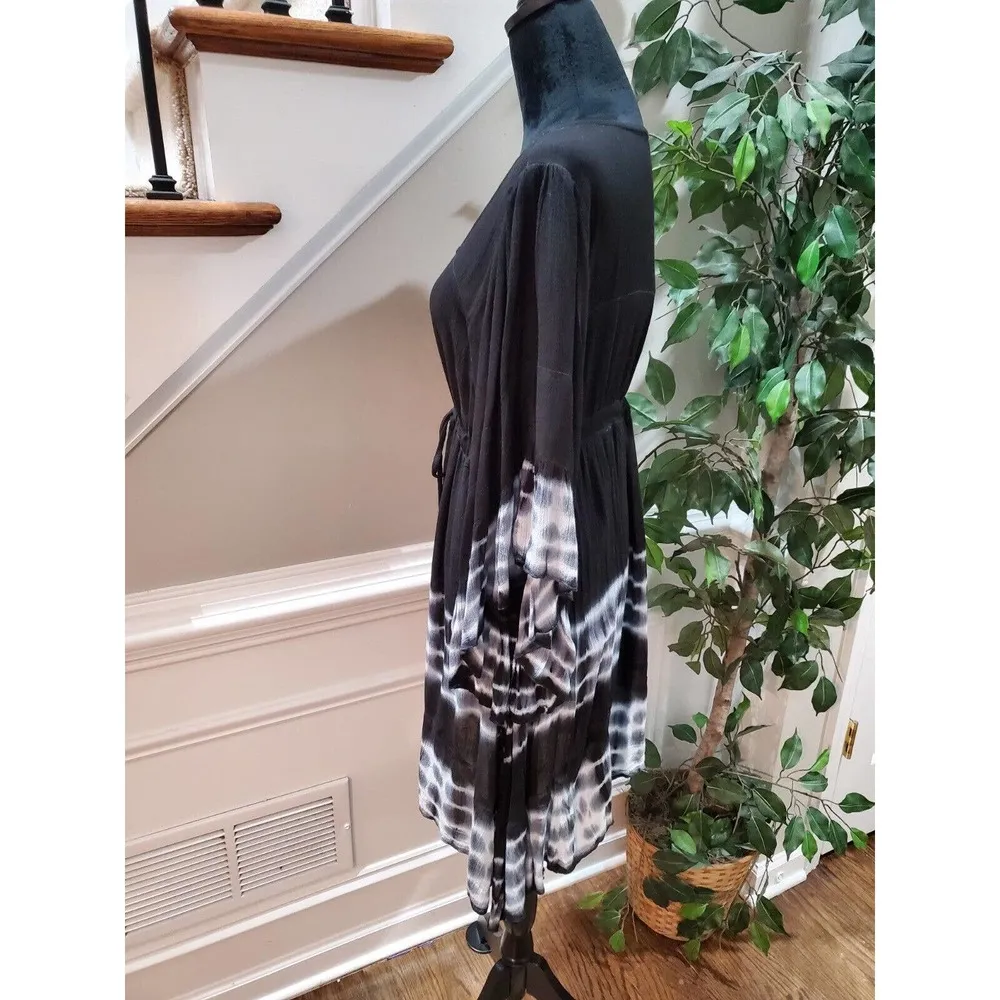 Fashion Fuse Women Black 100% Rayon Scoop Neck Long Sleeve Knee Length Dress M - Image 7