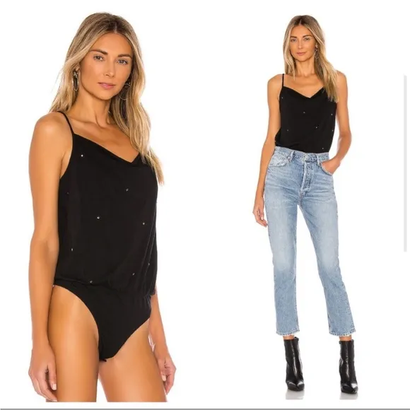 N:Philanthropy Rhinestone Embellished Black Bodysuit - Image 3