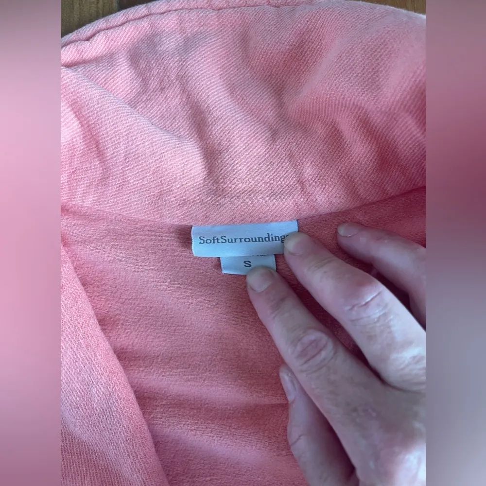 Soft Surroundings Women's Coral Cotton Collared Pullover Tunic w Pockets Size M - Image 3