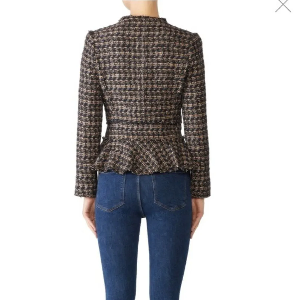 Rebecca Taylor Multi Tweed Ruffle Blazer Jacket, NWT, Size 10 - Image 4