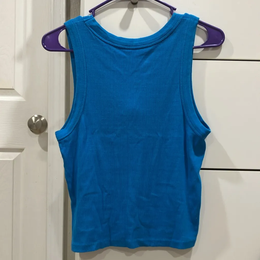 Daily Drills Logo Ribbed Tank Blue Size M - Image 2