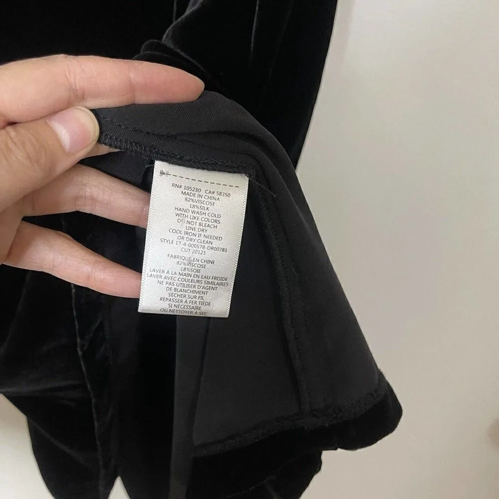 NWOT CURRENT/ELLIOTT crushed black velvet ruffle sleeve shirt dress size small 2 - Image 5
