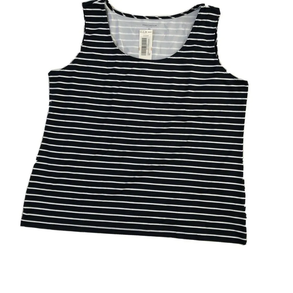 Charter Club Plus Size Striped Tank TOP Intrepid B - Image 2