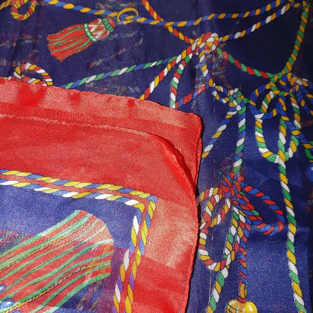 Capezio Accessories Italian Scarf Tassel Rope Print Polyester Multicolor Red Size 32 - Image 2