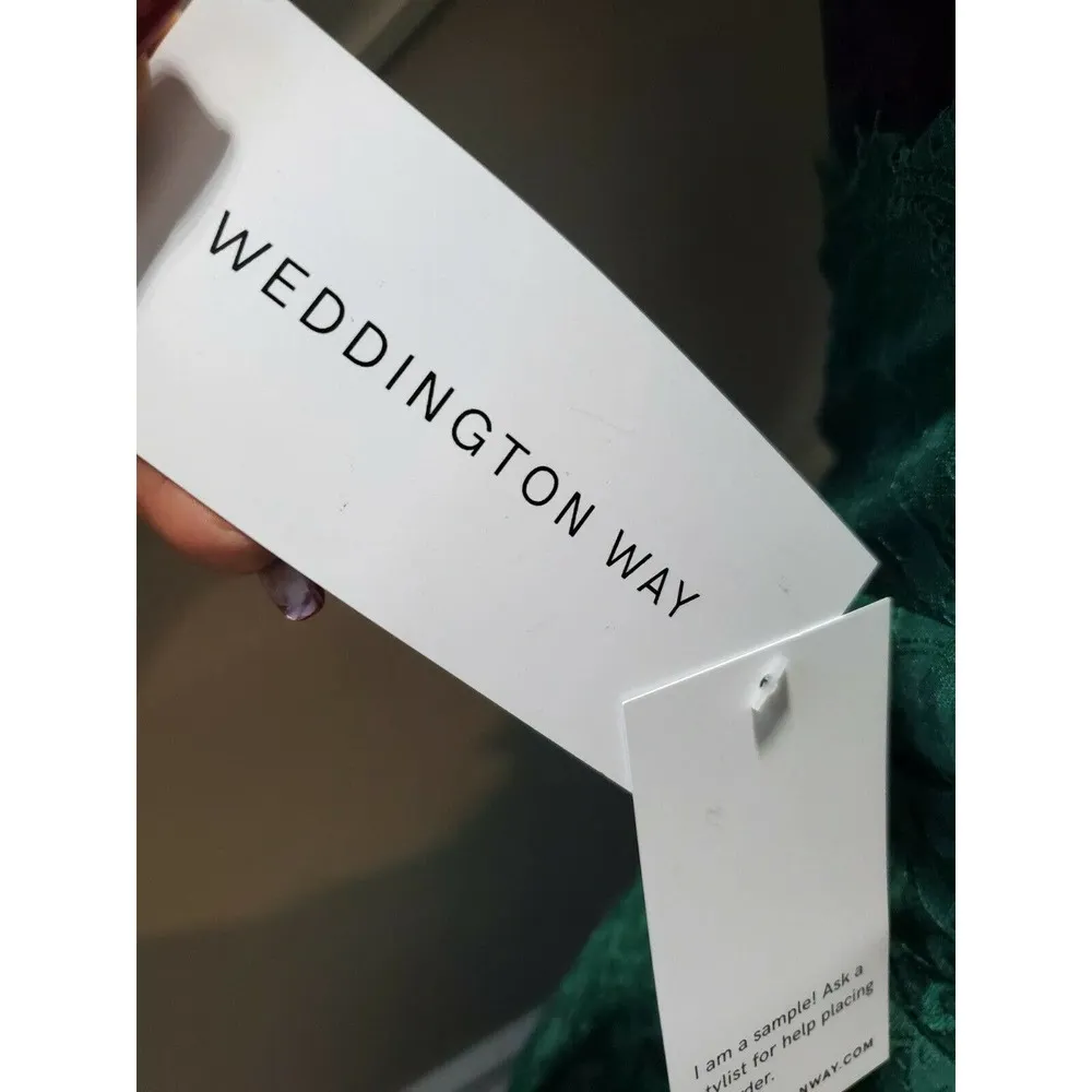 Weddington Way Women's Green Floral Nylon Off the Shoulder Knee Length Dress 8 - Image 6