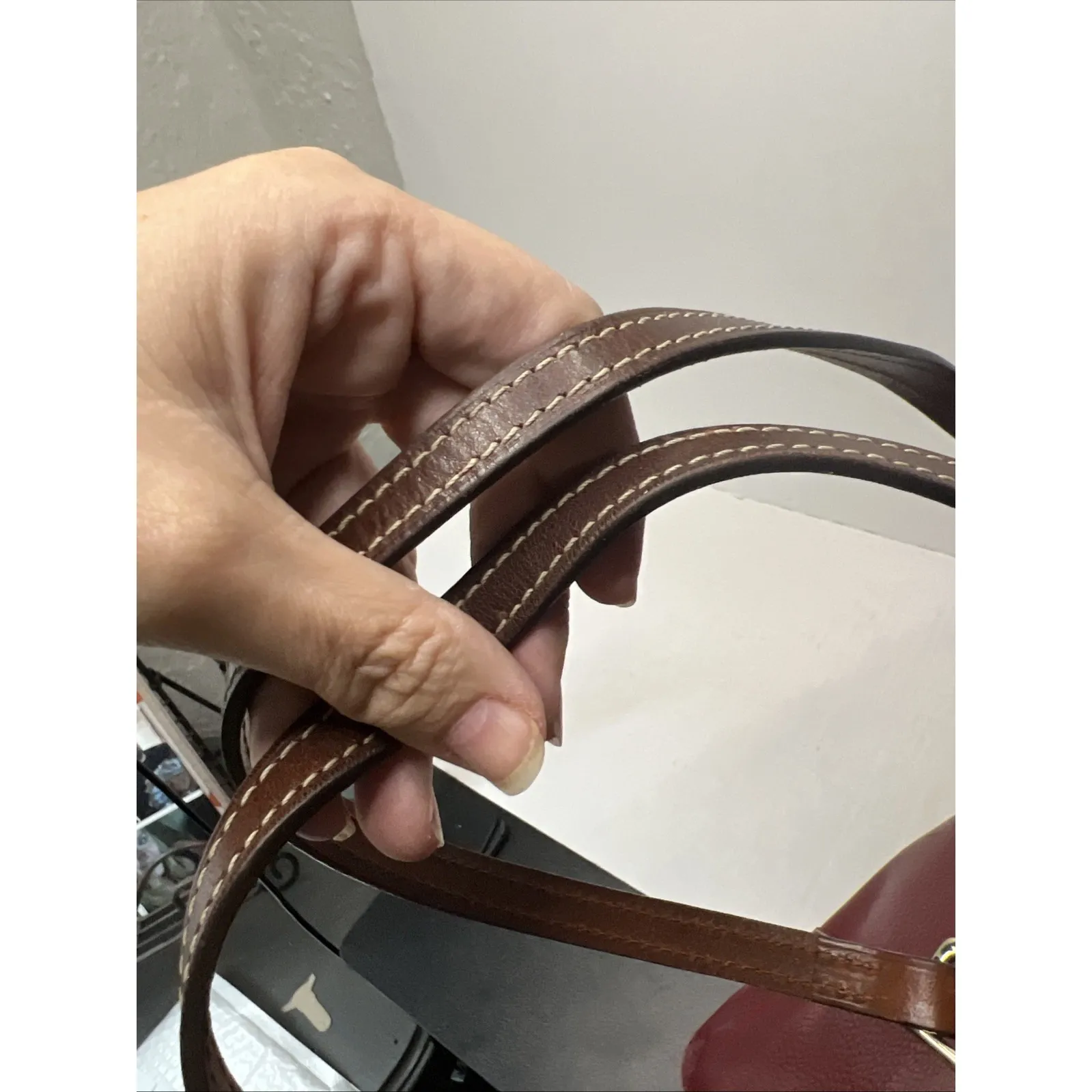 Dooney and Bourke Red Genuine Pebbled Leather Dual Handle Tote Bag Purse Y2K - Image 11