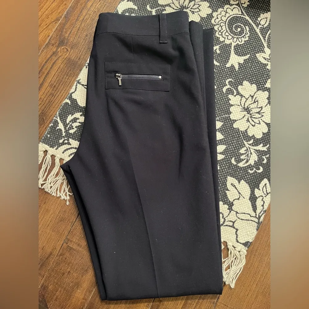 Tory Burch Wool Blend Navy Dress Pants Slim Fit Sz 4 Long 31.5 Inseam - Image 3
