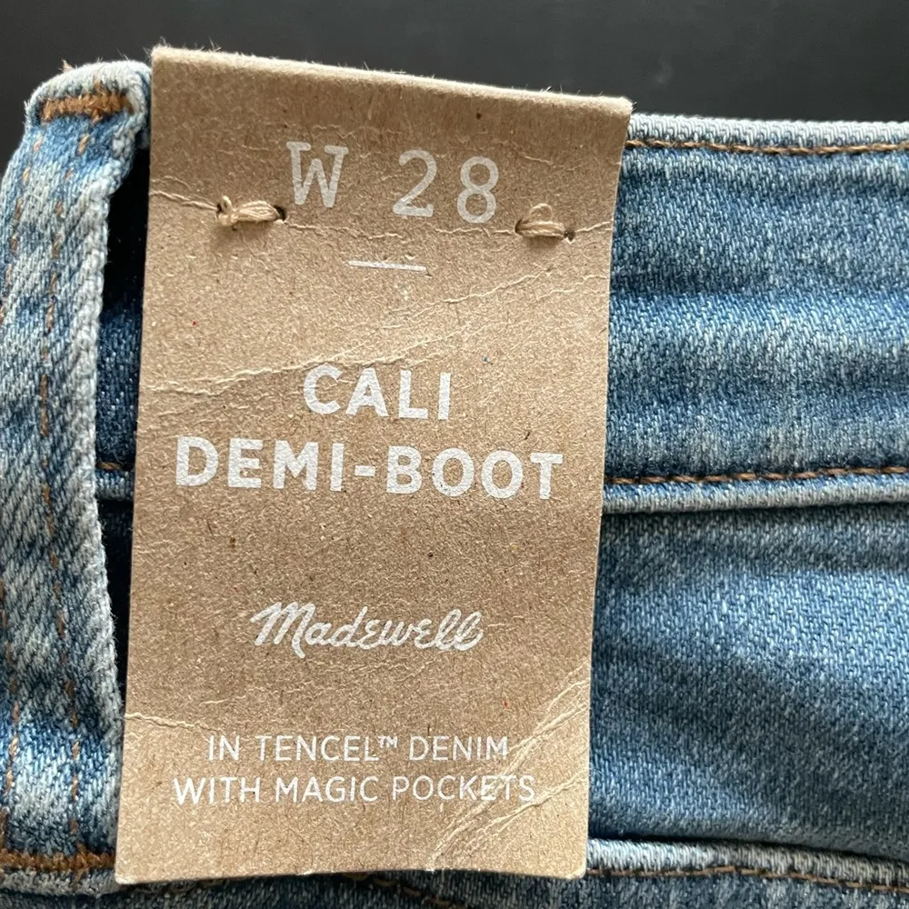 NWT Madewell Cali Demi Boot Blue Jeans Size 28 - Image 11