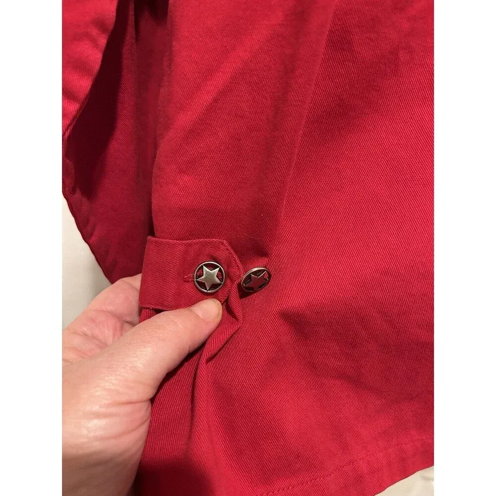 Christopher & Banks Women Button‎ Up Red Shirt America Stars Large USA Cotton - Image 8