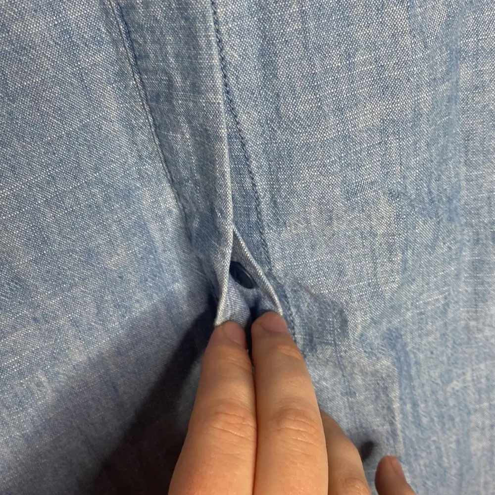 Madewell Denim Collarless Ruffle-Sleeve Shirt size XS - Image 86