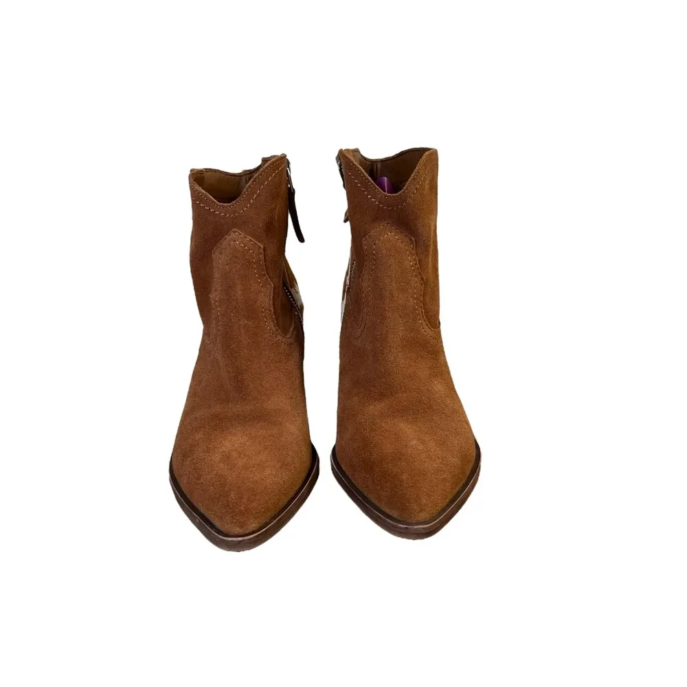 Dolce Vita Senica Suede Western Ankle Boot Bootie Cow Hair Women's Size 9 Brown - Image 3