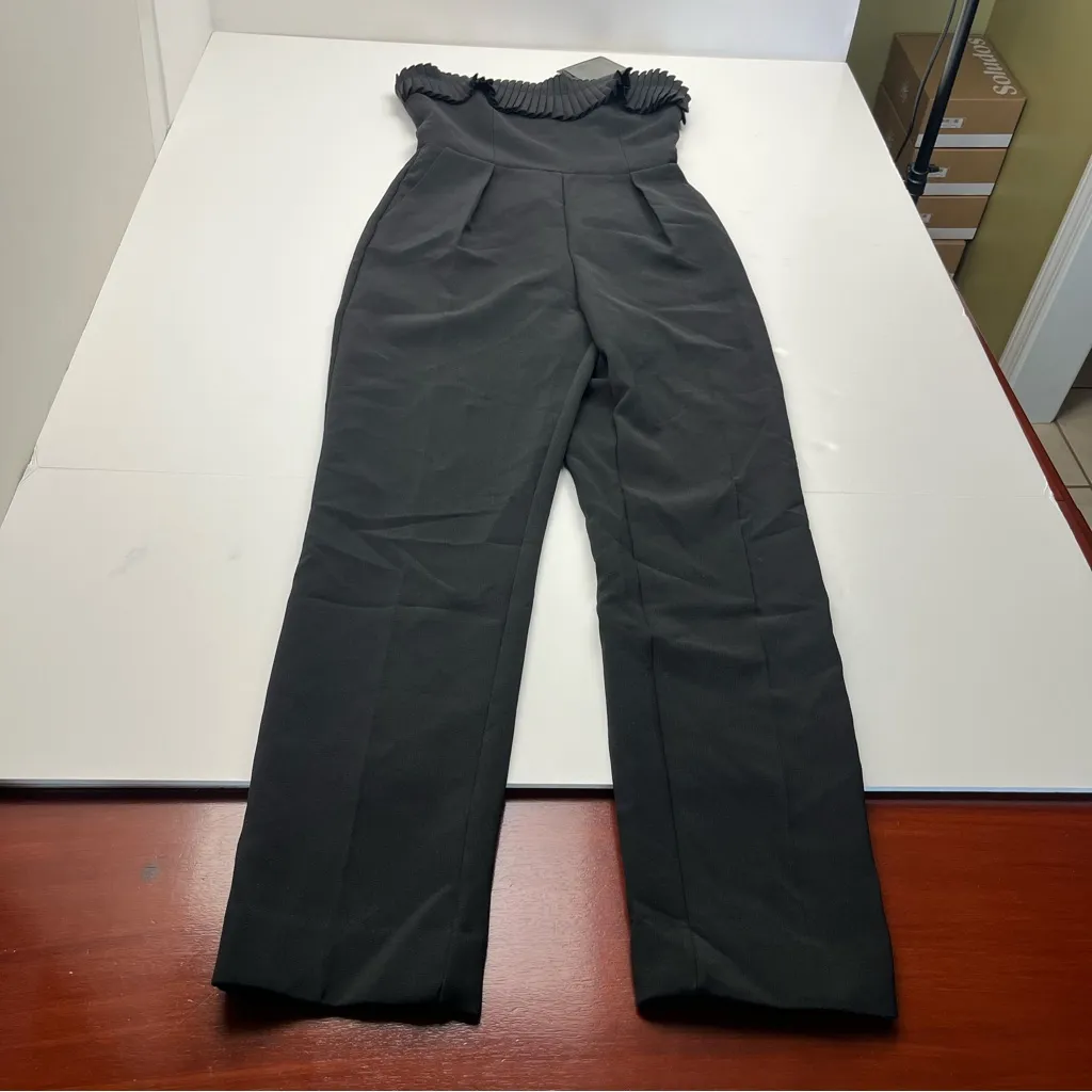 The Kooples Strapless Jumpsuit Womens Size‎ 2 Black Side Zipper Pockets NEW - Image 3