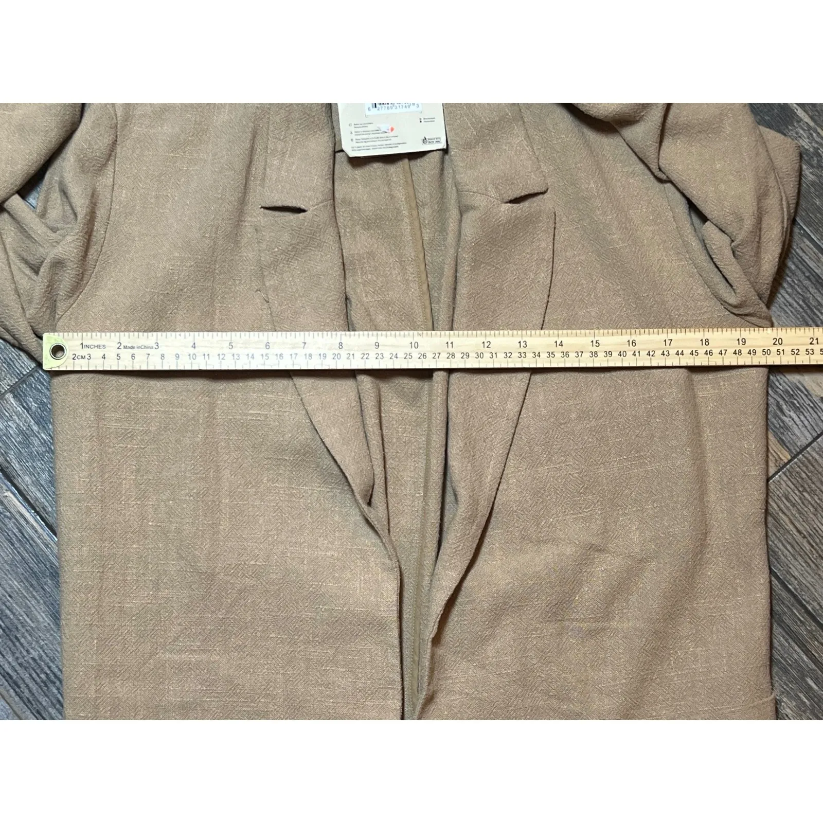 Frank And Oak The Fluid Blazer Linen Tan Womens Size Small Cardigan Open Front - Image 3