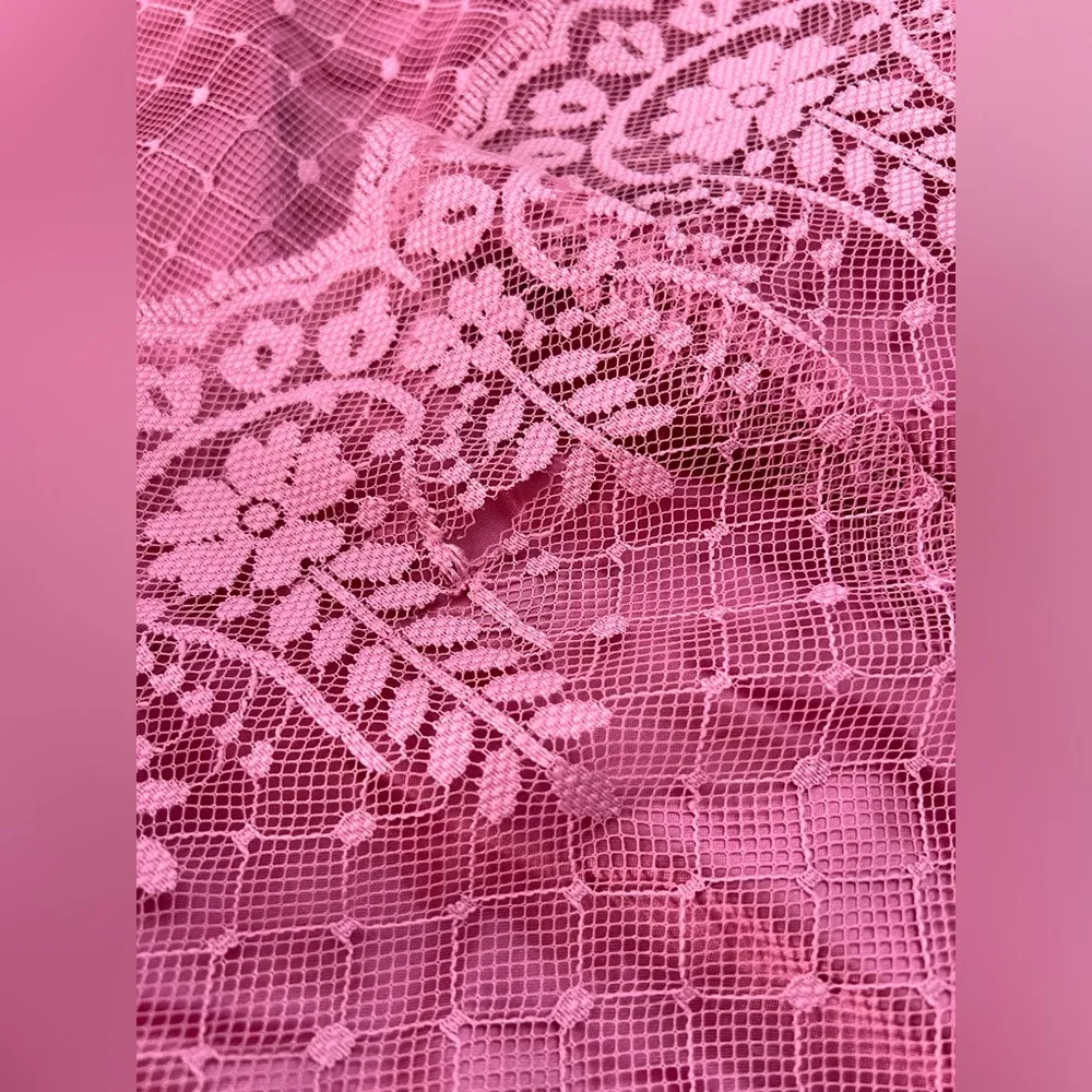 Vintage 80s JC Penney's Formal Dress Pink Mauve Satin Lace Bow Sz 3/4 #203 - Image 6