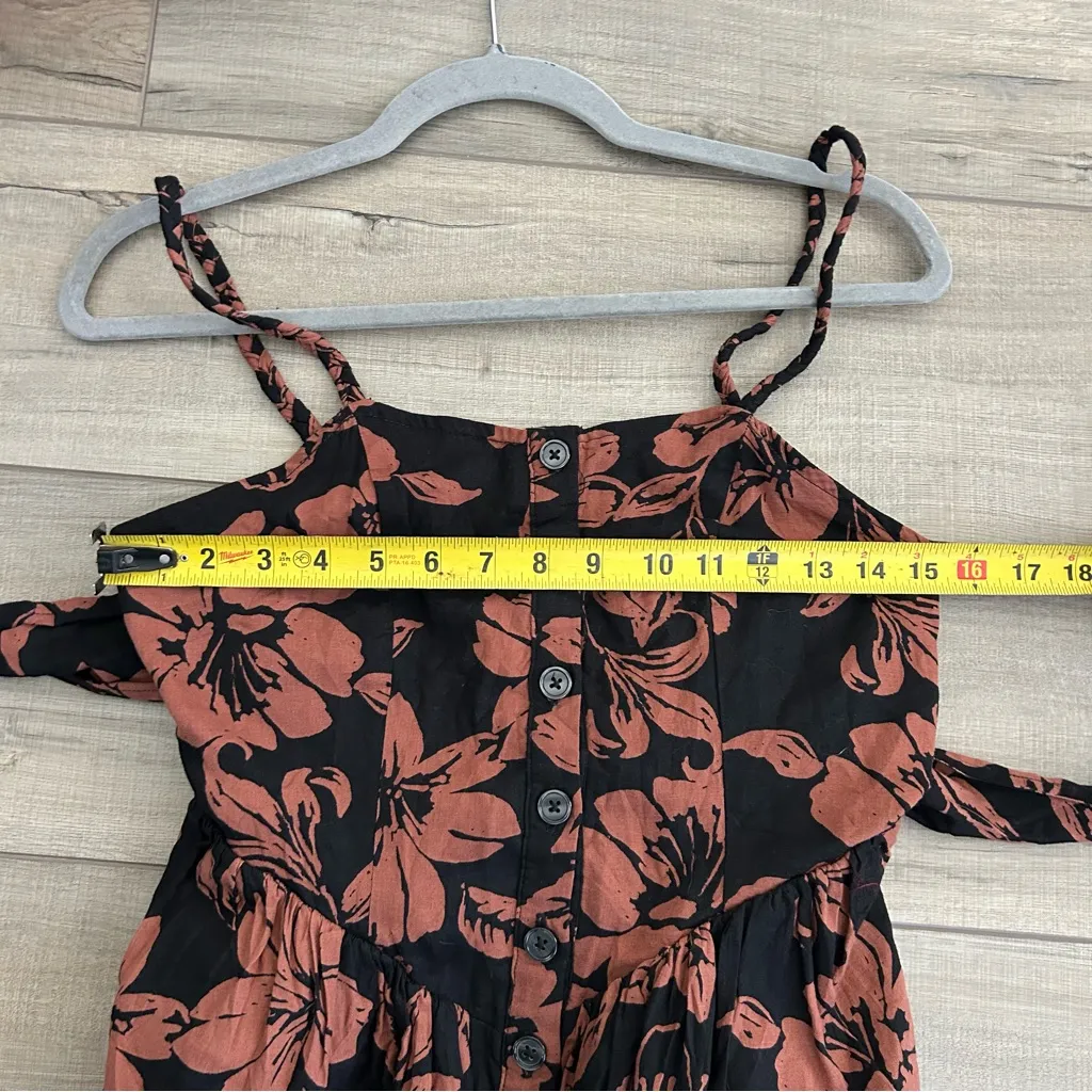 Free People The Perfect Sundress Black Brown Floral Button Down Midi Dress Small - Image 10