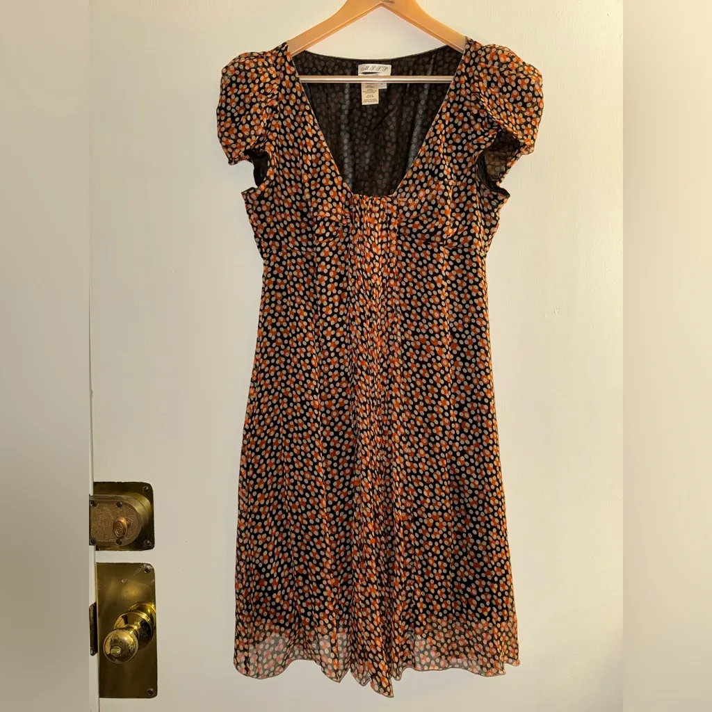 Y2K Max Studio MSSP Polka Dot Dress Silk Black Beige Red Vintage Large - Image 2