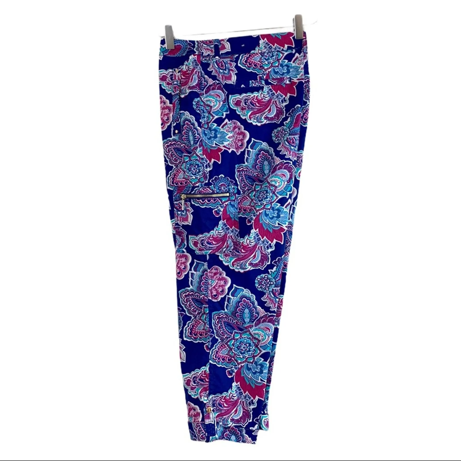 Chico’s Size .5P Women's Pants Ultimate Twill Utility Crop Blue Paisley 6 Petite - Image 5