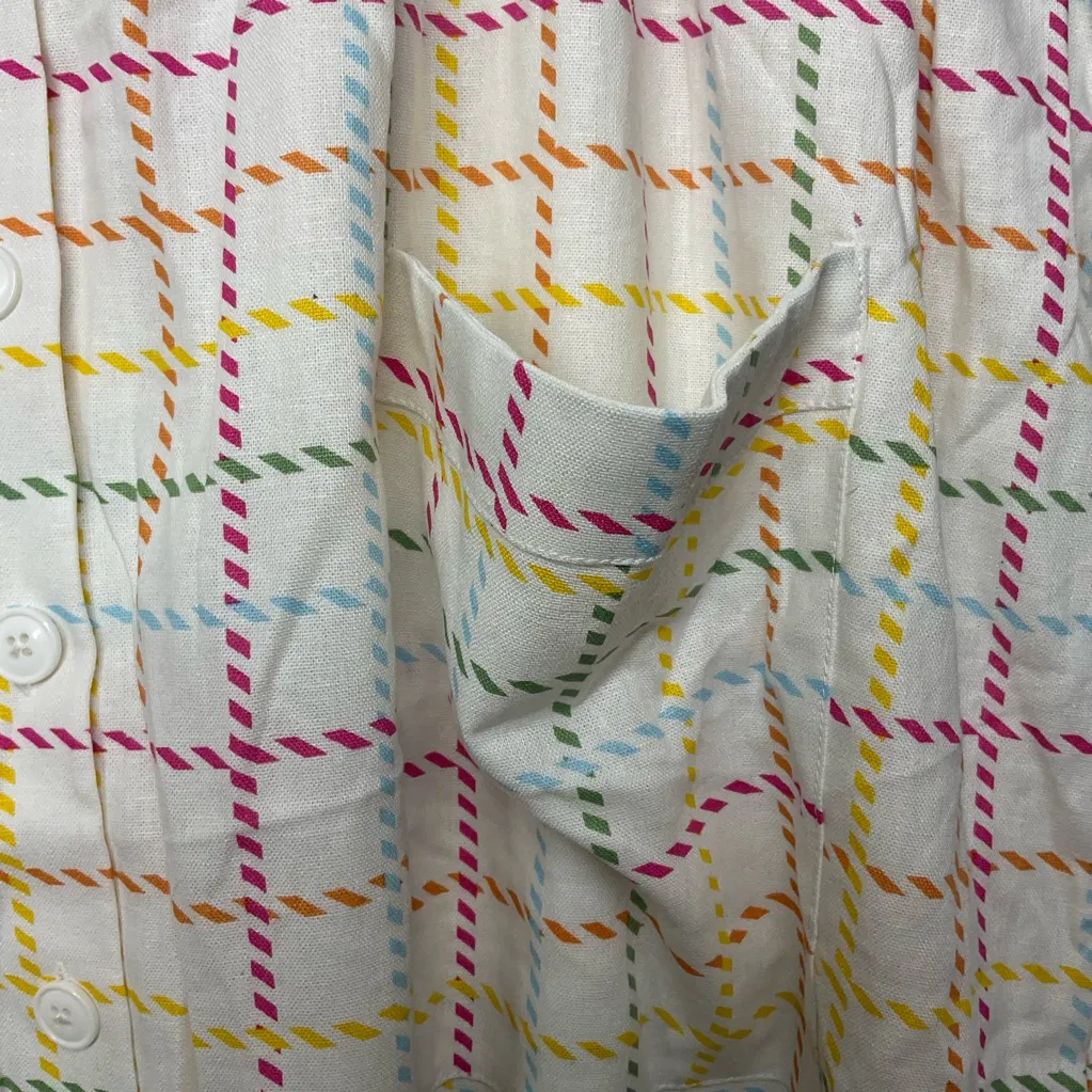 ModCloth NWT Creative Direction Rainbow Plaid A-Line Linen Skirt Womens Size 20 - Image 3