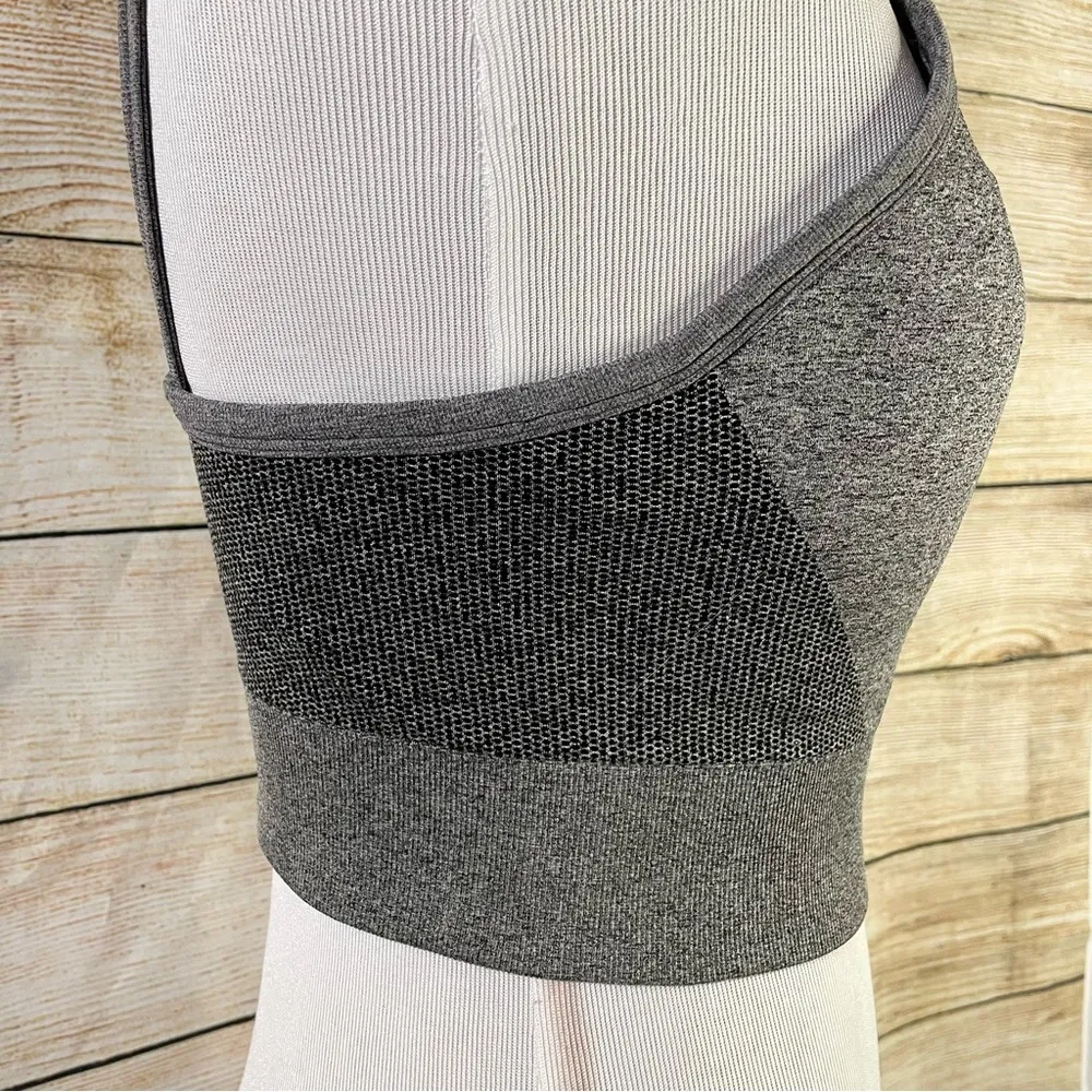 body rhythm gray sports bra strappy back women size Large - Image 7