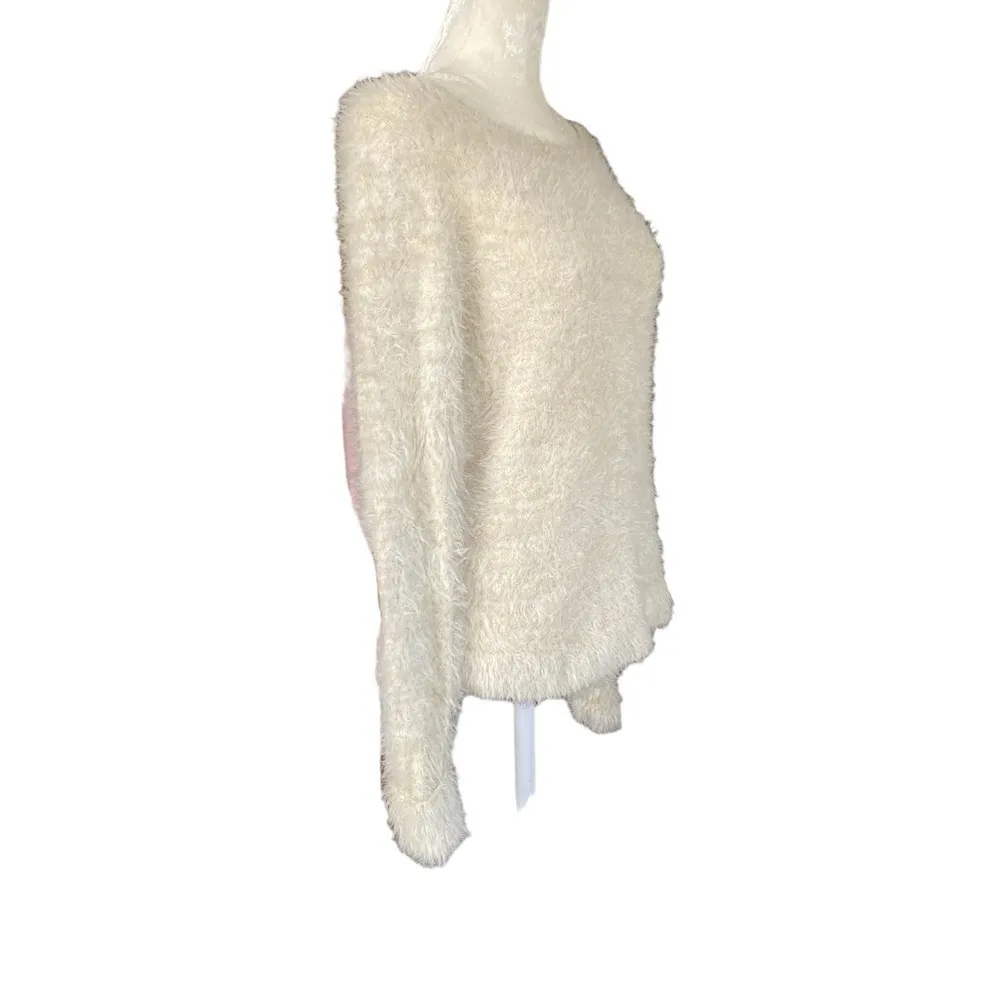 Jennifer Lopez super soft cream colored stretchy sweater gold sparkles warm - Image 2