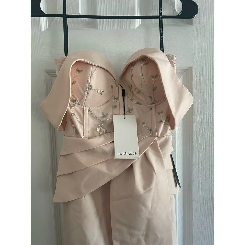 Lavish Alice. Off shoulder, pink blush jumpsuit w/corset top, A03, Sz 6, $75 - Image 6