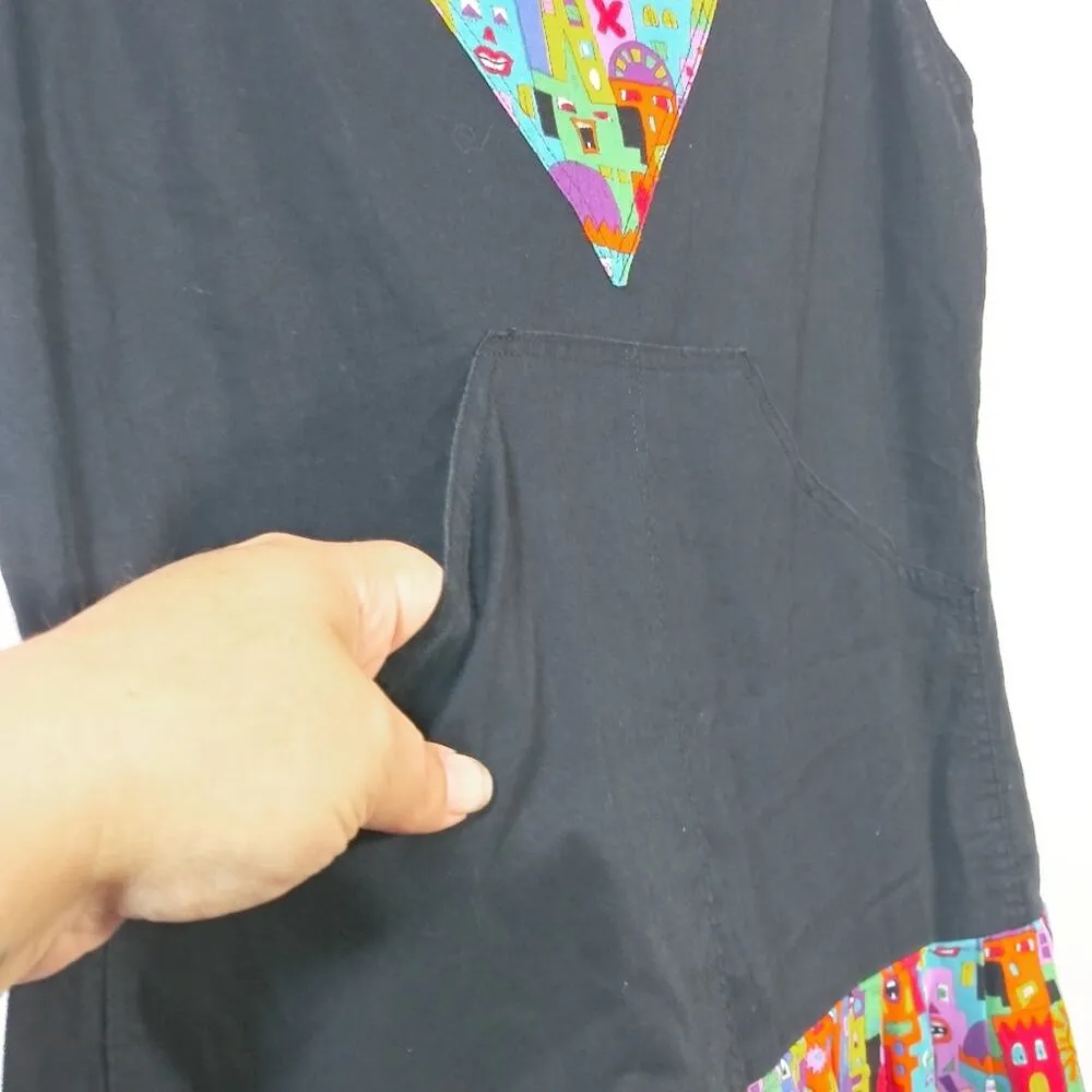 Single Track Design Black Tunic Style Artsy Funky Dress Size Small - Image 7
