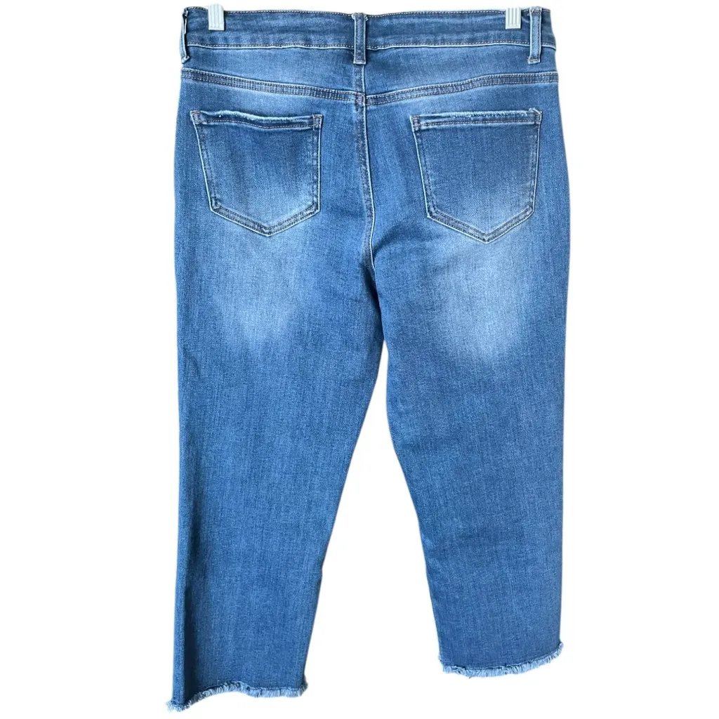 Sandpiper High Rise Medium Wash Raw Hem Wide Leg Jeans 12 PETITE Blue Size 12P - Image 2