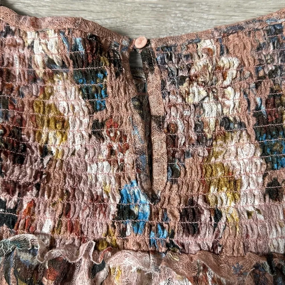 Anthropologie Akemi + Kin Floral Lace Smocked Patrizia Blouse - Image 7