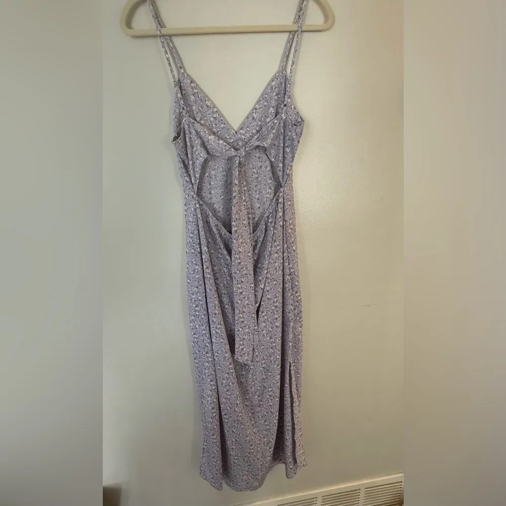 Forever 21 Spaghetti Strap Open Tie Back Purple Floral Maxi Dress Sz M - Image 7