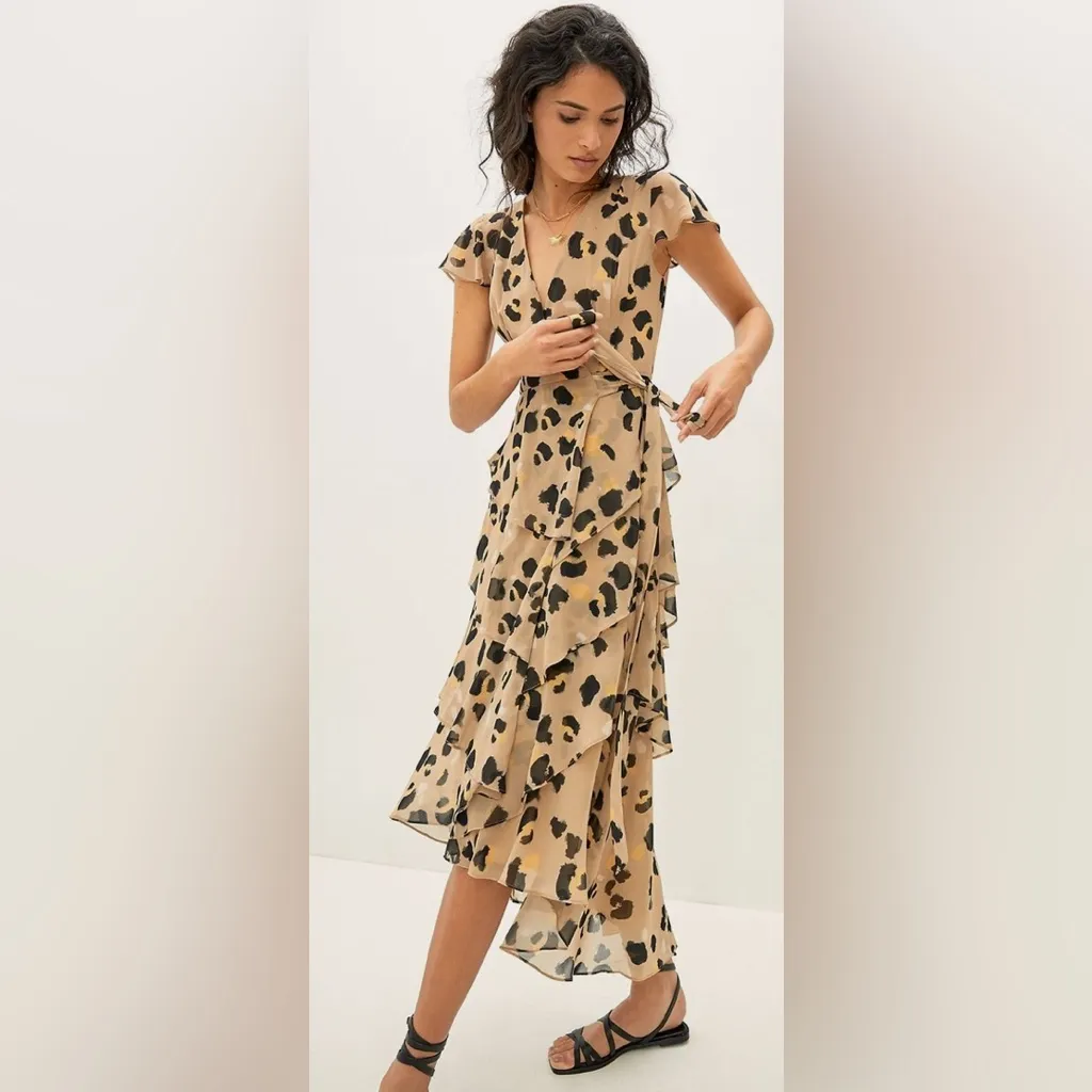 New Anthropologie Hutch Lala Leopard Wrap Maxi Dress - Image 4
