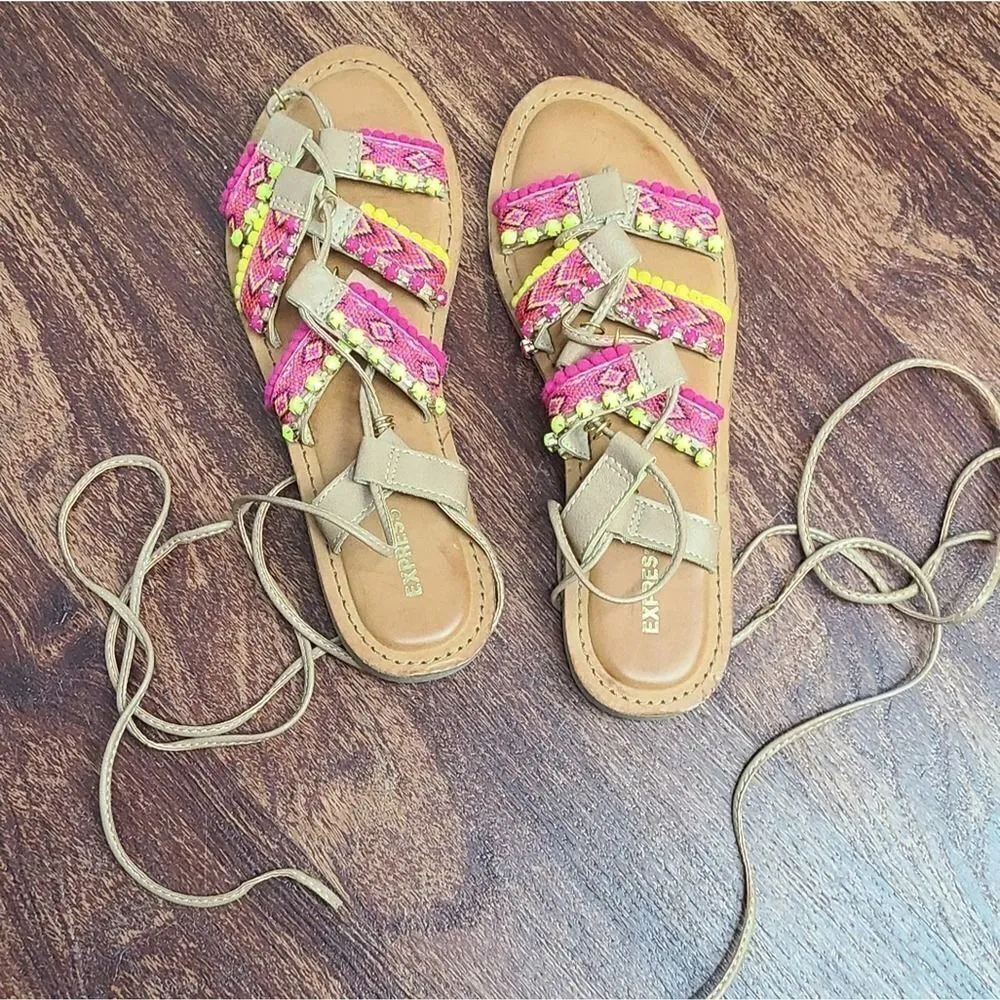 Express Multicolor Strappy Flat Sandals Size 8 - Image 2