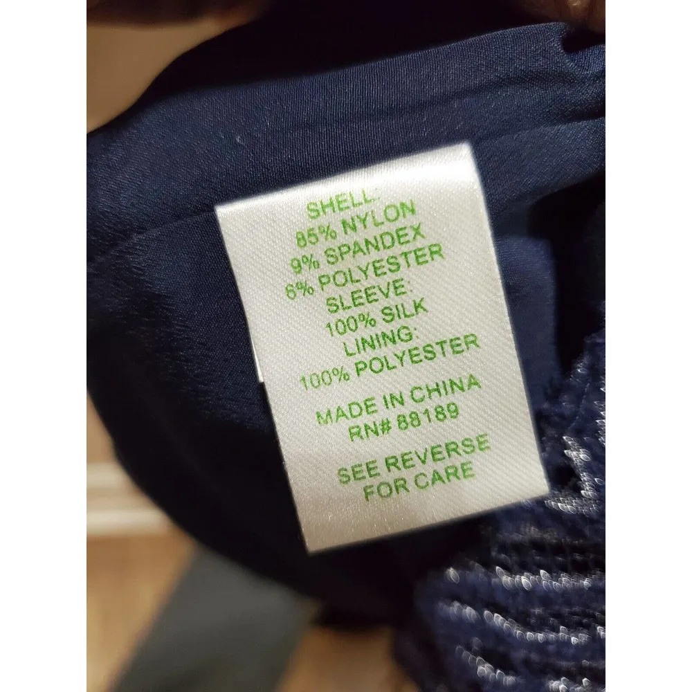 Lilly Pulitzer Women's Blue Nylon V-Neck Long Sleeve Knee Length Dress Size 0 - Image 9