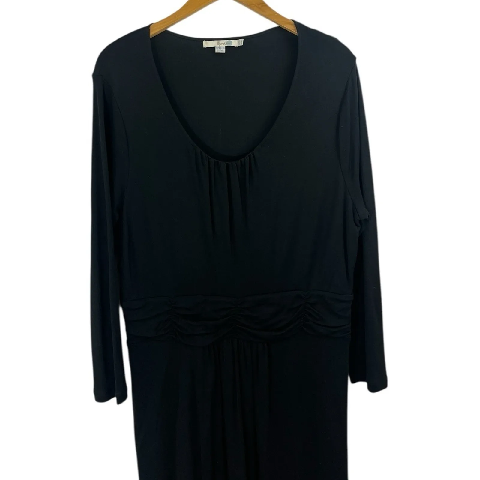 Boden Womens Mabel Jersey Dress 16L Black Ruched Knee Length Classic Office Size 16 - Image 4