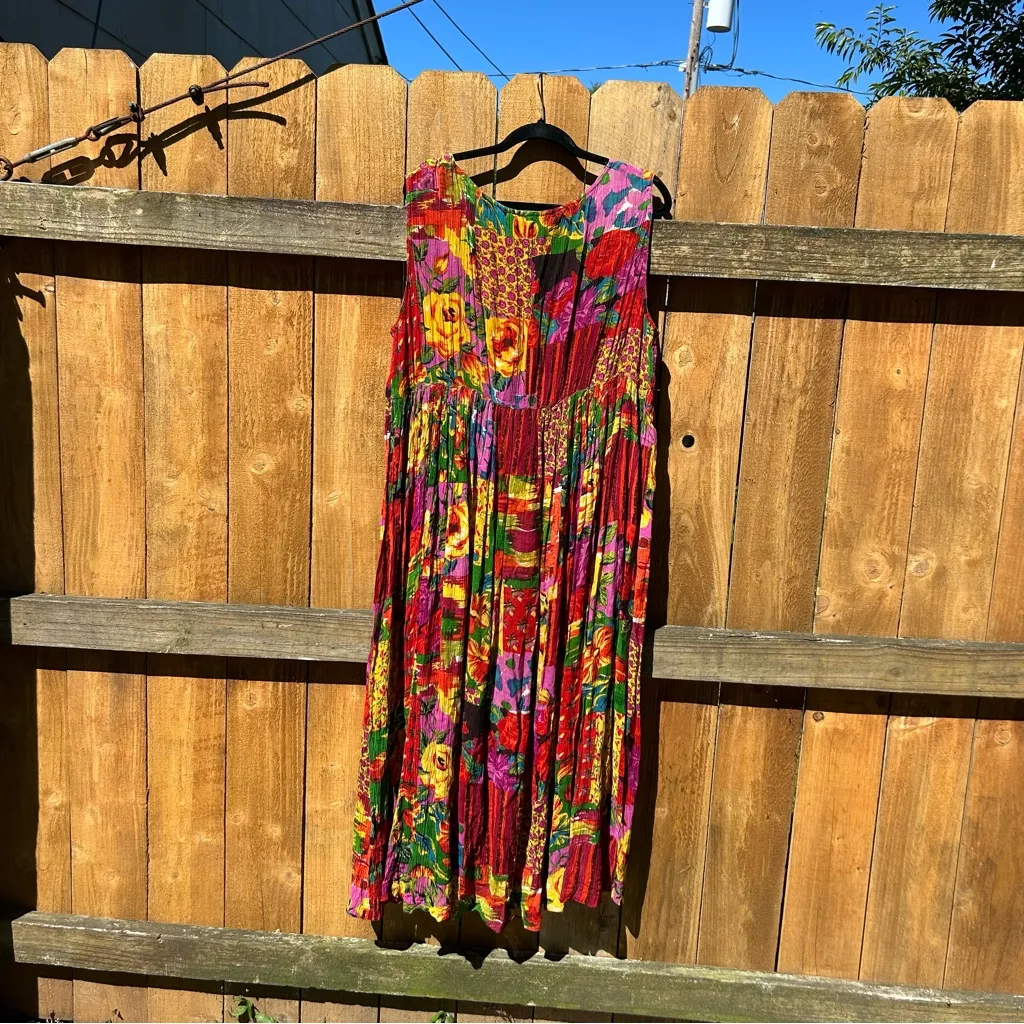 Vintage 90s Bila of California Maxi Dress size medium vibrant sundress hippy - Image 6