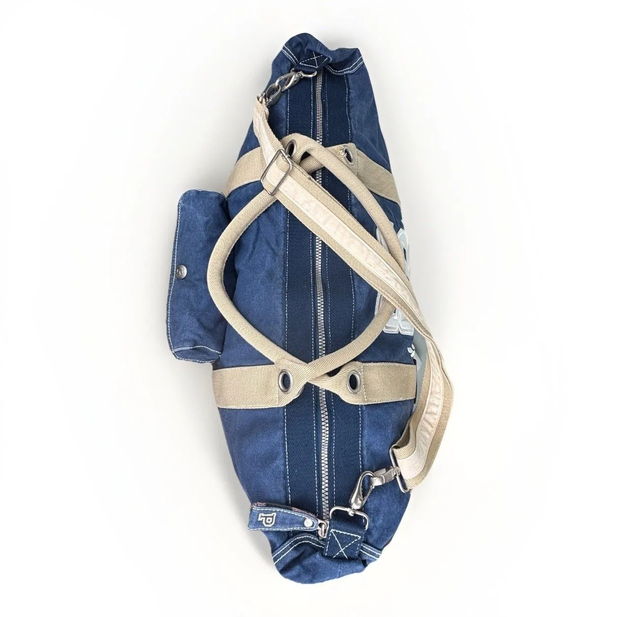 Y2K Victoria's Secret Pink Jumbo Blue Beige 32”x14” Canvas Duffle Bag - Image 3