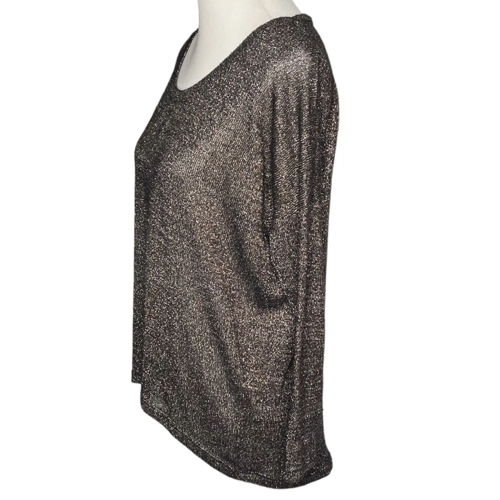 TopShop Sheer Oversized Metallic Sweater Black Size 2 - Image 3