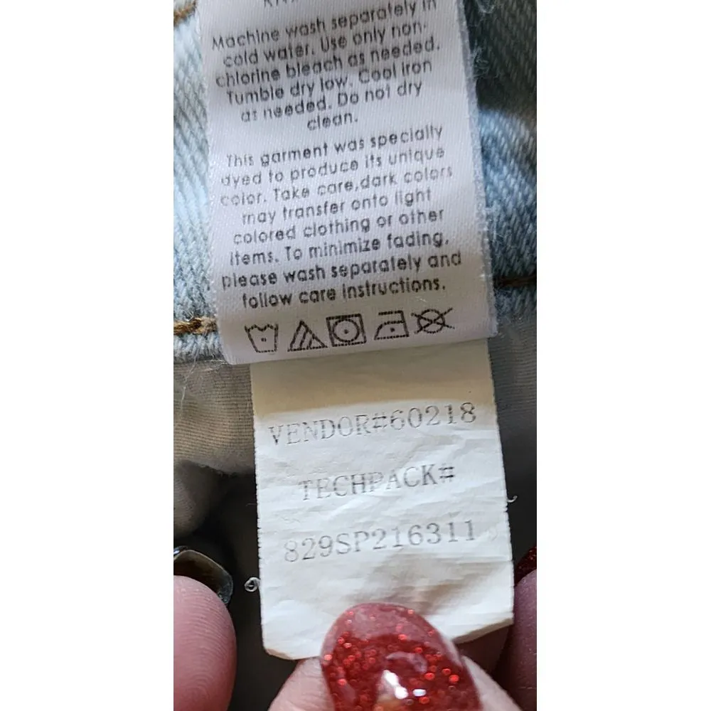 PacSun Two-Tone Mom Shorts High Waisted Denim‎ Patchwork Light Wash Size 25 - Image 8