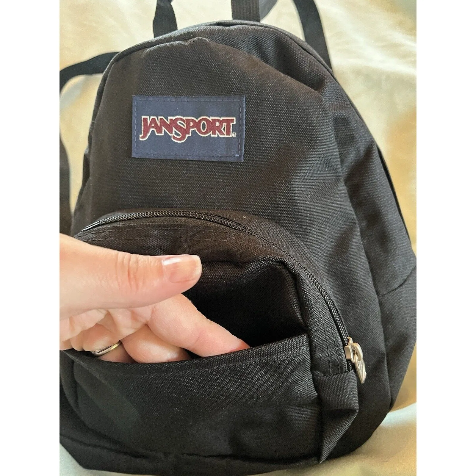 JanSport Half Pint Mini Backpack Day Bag for Travel Black Back To School Fun EUC - Image 4