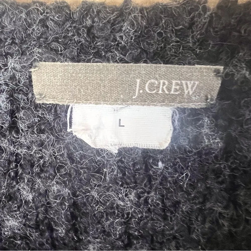 J.Crew‎ Womens Knit Charcoal Grey Size Large Vneck Sweater Flared Arms Cozy - Image 5
