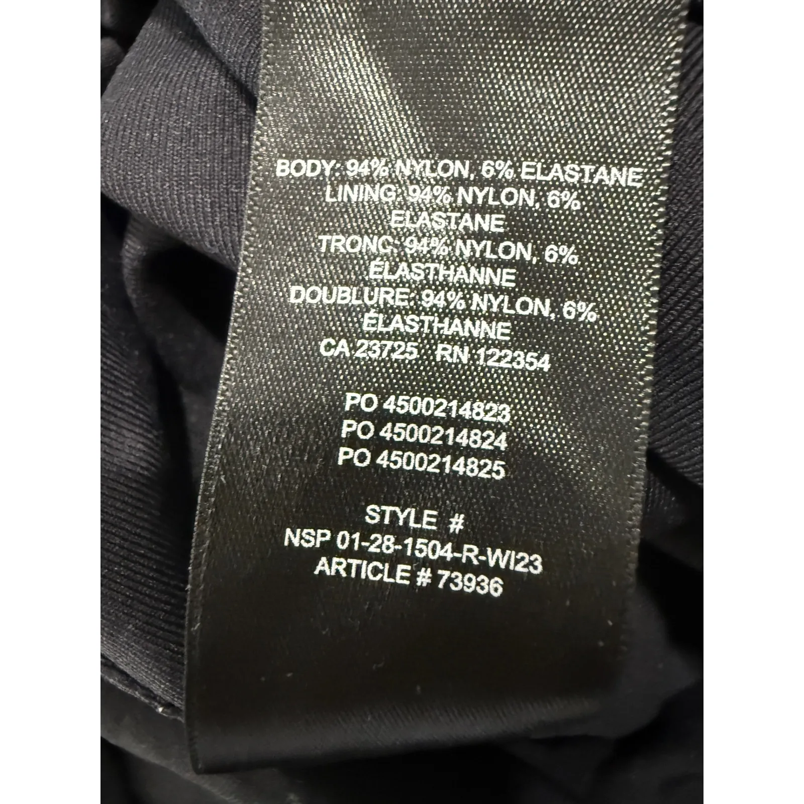 BABATON CONTOUR Black Long Sleeve Square Neck Thong Bodysuit Women's Size S - Image 5