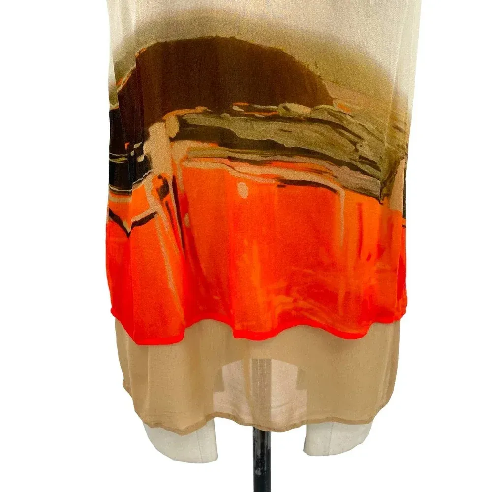 Anthropologie Bl-nk London Tank Top Beaded Blouse Chiffon Tan Orange Size Small‎ - Image 6