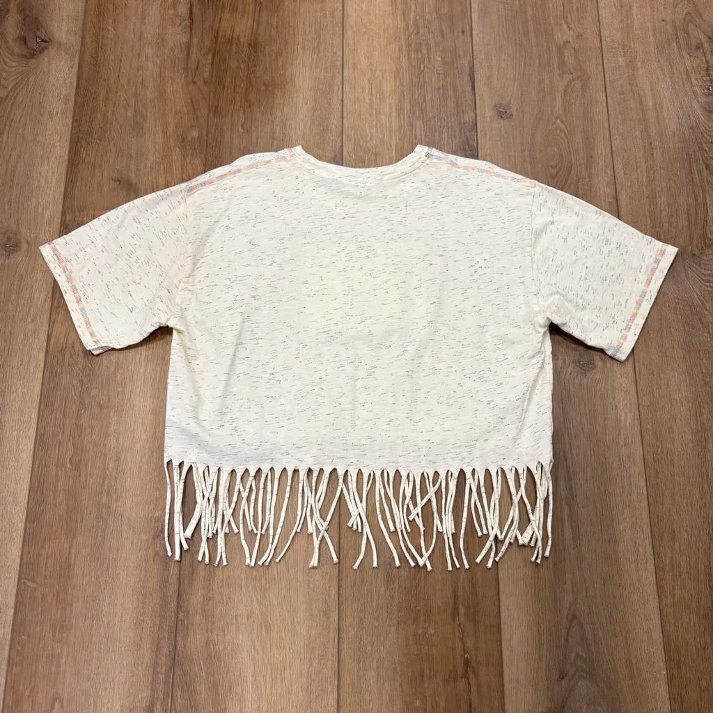 🌟GANNI🌟 CROPPED PHOTO PRINT GRAPHIC FRINGE T-SHIRT TEE IVORY SZ M - Image 10