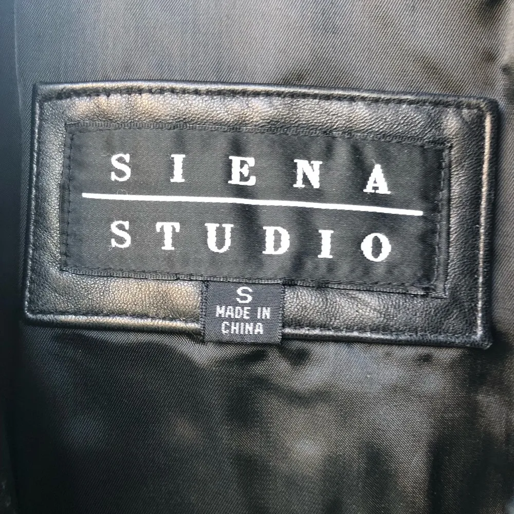 Siena Studio soft leather Black Zip Motorcycle Biker Jacket Small - Image 4