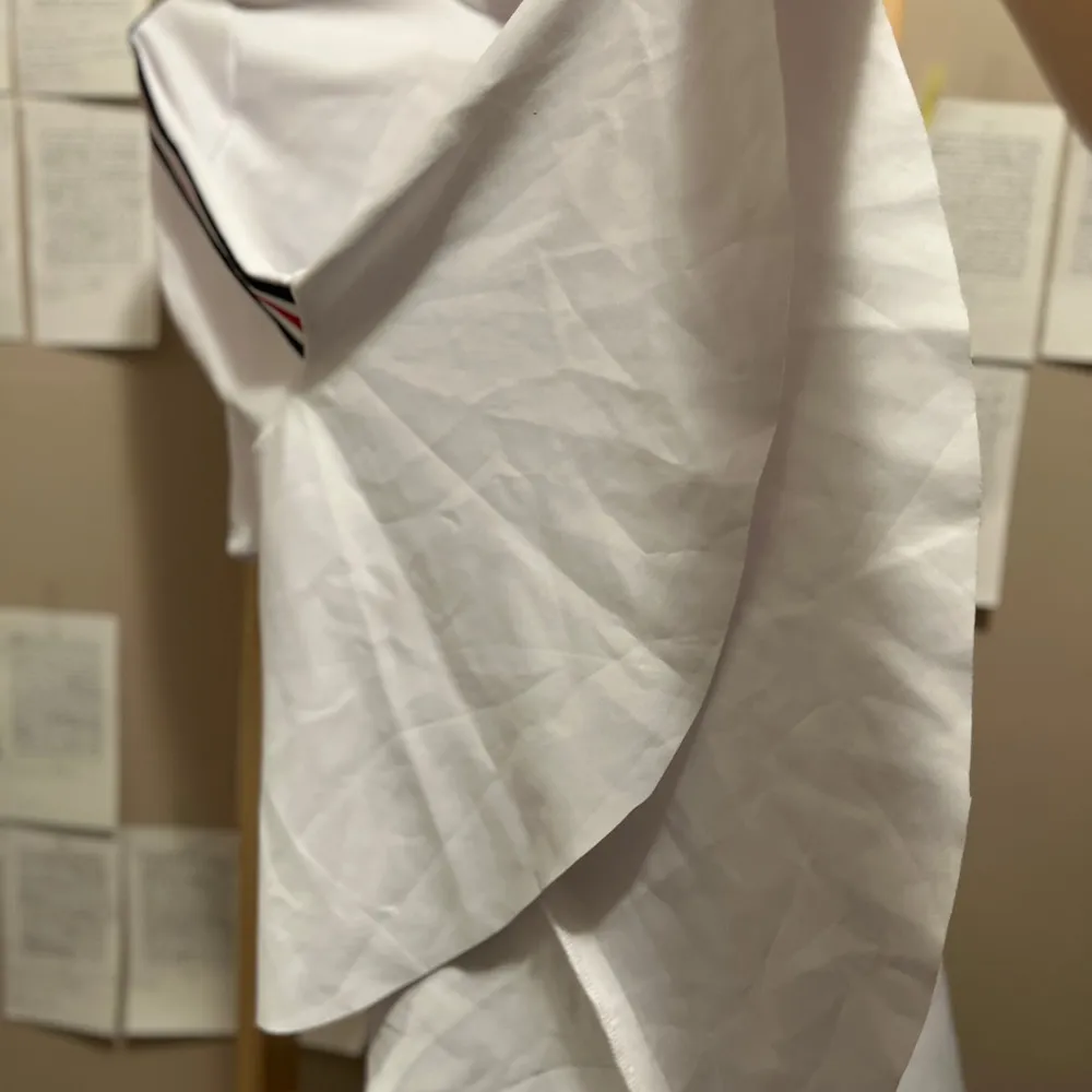 White Crop Top with Bell Bottom Sleeves and Stripes Size M - Image 5