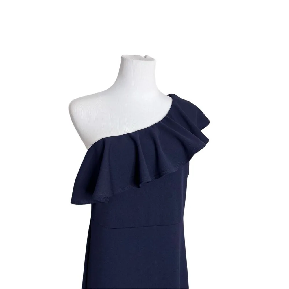 Lulu's Forever Ruffle One Shoulder‎ Trumpet Dress Navy XL Sexy Cruise Date Night - Image 7