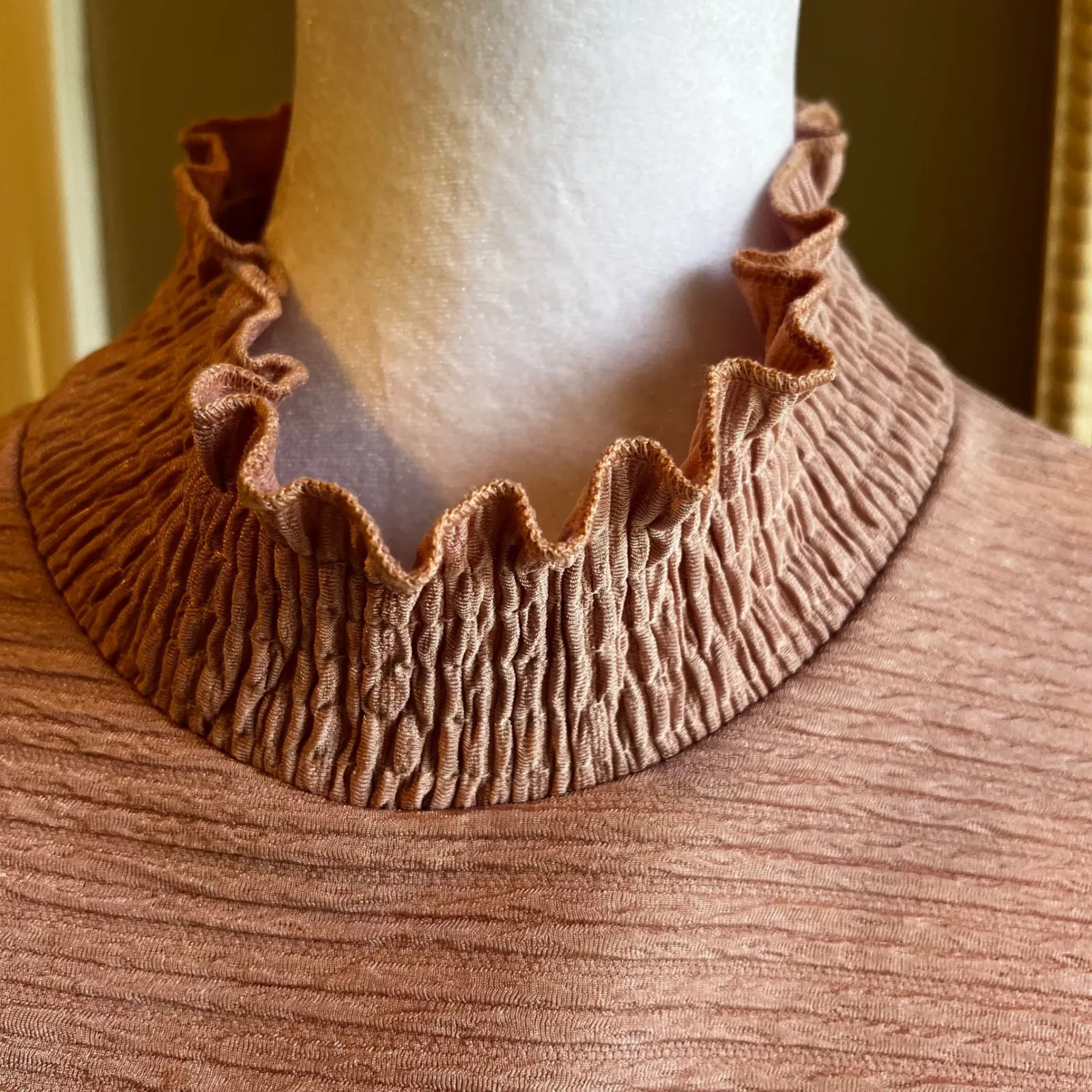 Romantic Blush 2 XL Ribbed Cowl Neck Blouse Chic Whimsical Holiday Festive - Image 4