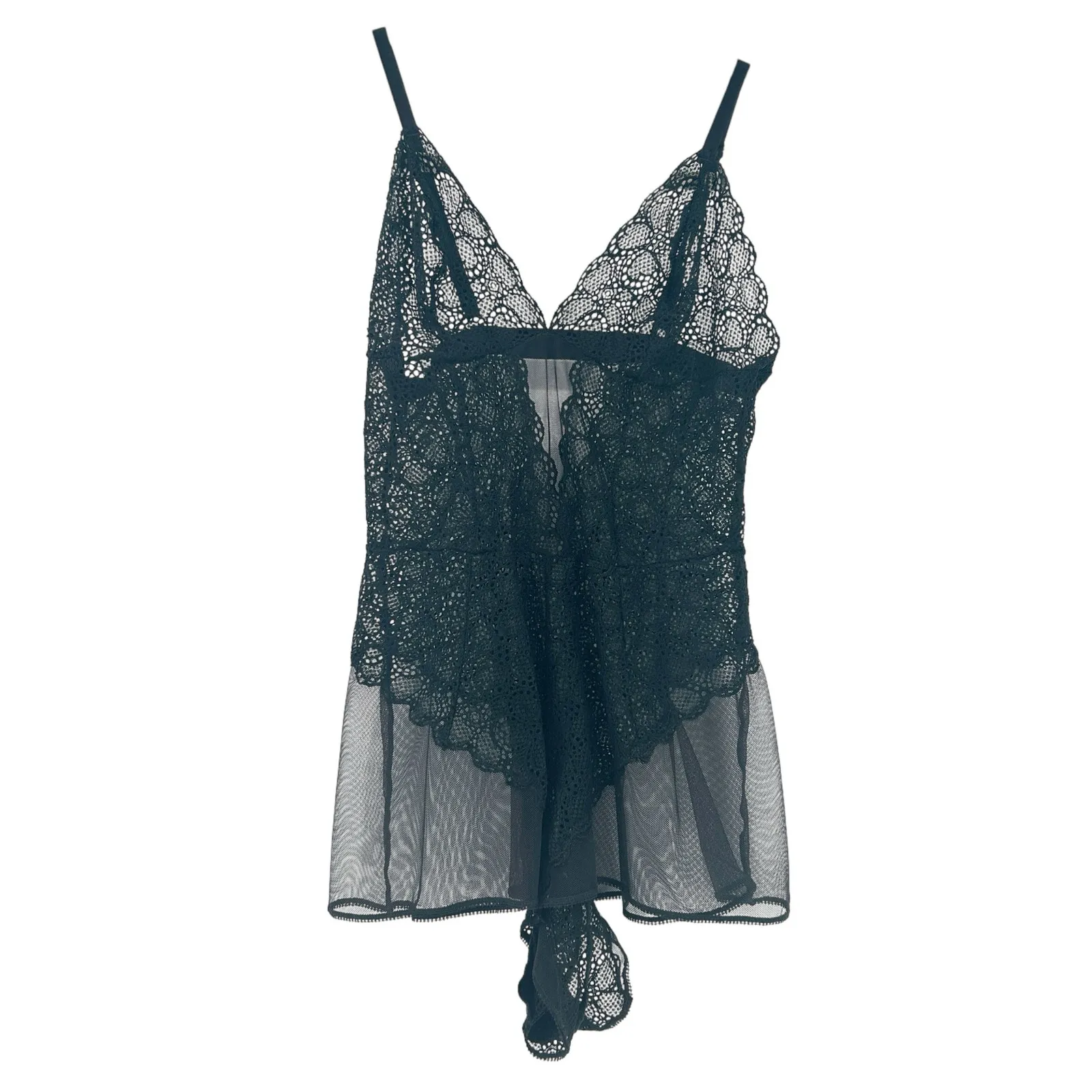 DKNY Womens‎ Whimsigoth Dark Coquette Sheer Lace Teddy Bodysuit Babydoll Romper - Image 2