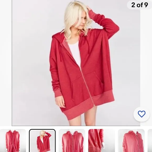 Wildfox boxy zipper hooded sweatshirt terry interior navy blue charmed - Image 2